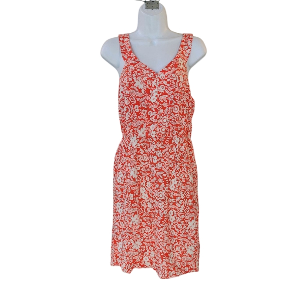Market & Spruce Coral and White Floral Sleeveless Dress